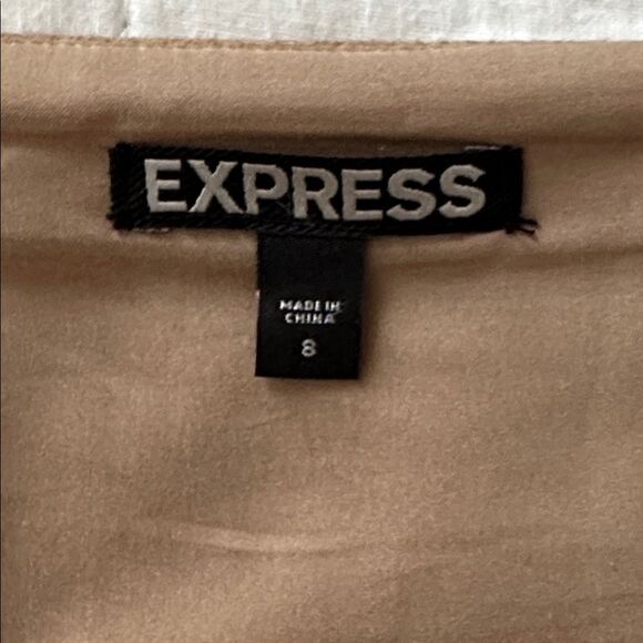 VTG Express Skirt Western Boho Y2K Fringe Faux Suede Camel Tan Women's Size 8 - Picture 6 of 11